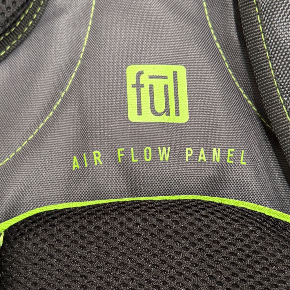 Ful Laptop Backpack Grey Lime Green Multi-Compartment Air Flow Panel Travel Bag - Picture 4 of 9
